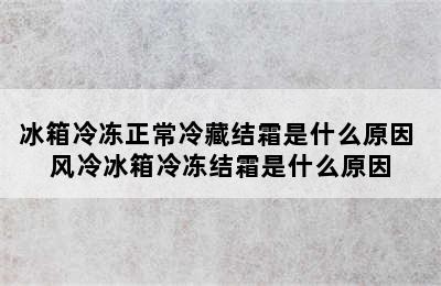 冰箱冷冻正常冷藏结霜是什么原因 风冷冰箱冷冻结霜是什么原因